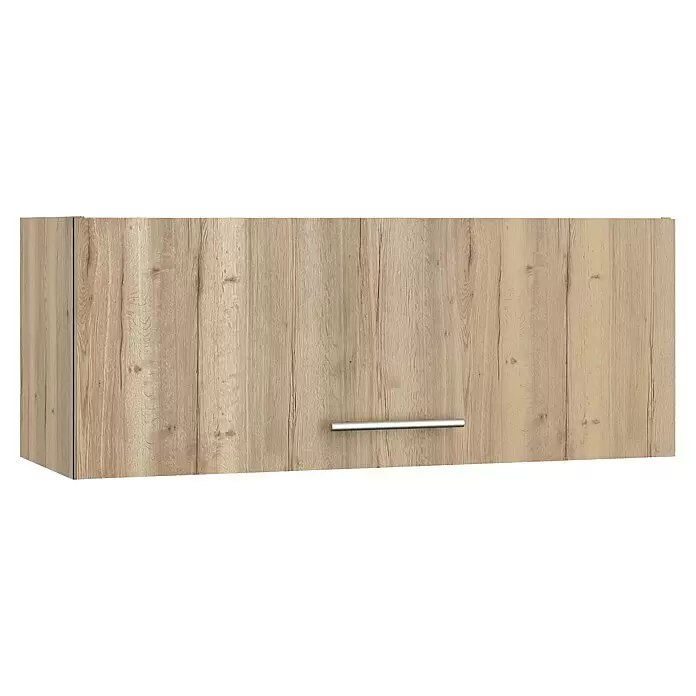 Optifit Hängeschrank Erik290 - L x B x H: 34,6 x 90 x 35,2 cm, Nachbildung Wildeiche - Hängeschrank in heller Holzoptik mit horizontalem silbernem Griff.