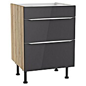 Optifit Unterschrank Optikomfort Linus984 (L x B x H: 58,1 x 60 x 87 cm, Glanz Lack Anthrazit, Mit 2 Schubkästen) | BAUHAUS