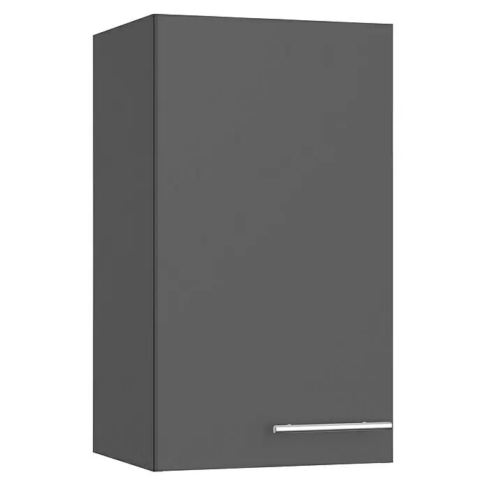 Optifit Hängeschrank Ingvar420 - L x B x H: 34,6 x 40 x 70,4 cm, Anthrazit matt - Dunkelgrauer Wandschrank mit horizontalem silbernem Griff.