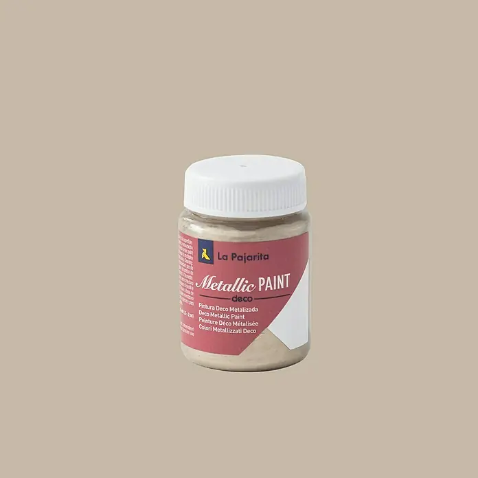 La Pajarita Pintura Metallic Paint - Champagne, 75 ml, Brillante - Tarro de pintura metálica Deco de La Pajarita. Ideal para manualidades y decoraciones que necesitan un brillo metálico.