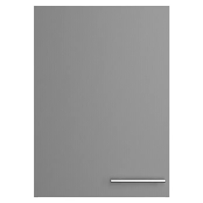 Optifit Oberschrank Optikomfort Mats825 - L x B x H: 34,6 x 50 x 70,4 cm, Basaltgrau - Hellgraue Schranktür mit silbernem Stangengriff unten rechts.