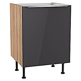 Optifit Spülenunterschrank Optikomfort Linus984 (L x B x H: 58,1 x 60 x 87 cm, Glanz Lack Anthrazit)