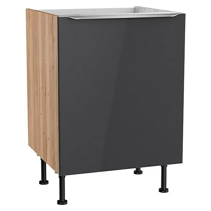 Optifit Spülenunterschrank Optikomfort Linus984L x B x H: 58,1 x 60 x 87 cm, Glanz Lack Anthrazit