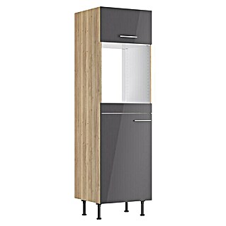 Optifit Hochschrank Jonte984 (L x B x H: 58,1 x 60 x 211,8 cm, Glanz Lack Anthrazit, Für Backofen und integrierbaren Kühlschrank)