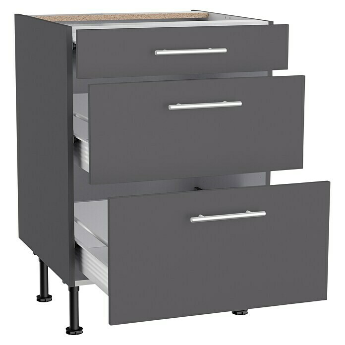 Optifit Unterschrank Ingvar420 (L x B x H: 58,1 x 60 x 87 cm, Anthrazit matt, Mit Schubkästen) | BAUHAUS