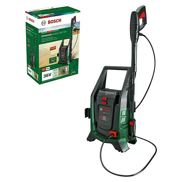 Bosch Power for All 36V Akku-Hochdruckreiniger UniversalAquatak 36V-100 - 5 -tlg., 36 V, Ohne Akku - Diagonale Ansicht