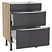 Optifit Unterschrank Optikomfort Linus984 (L x B x H: 58,1 x 60 x 87 cm, Glanz Lack Anthrazit, Mit 2 Schubkästen) | BAUHAUS