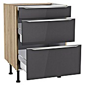 Optifit Unterschrank Optikomfort Linus984 (L x B x H: 58,1 x 60 x 87 cm, Glanz Lack Anthrazit, Mit 3 Schubkästen) | BAUHAUS