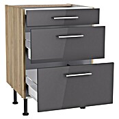 Optifit Unterschrank Jonte984 (L x B x H: 58,1 x 60 x 87 cm, Glanz Lack Anthrazit, Mit 3 Schubkästen) | BAUHAUS