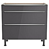 Optifit Unterschrank Optikomfort Linus984 (L x B x H: 58,1 x 90 x 87 cm, Glanz Lack Anthrazit, Mit 3 Schubkästen) | BAUHAUS