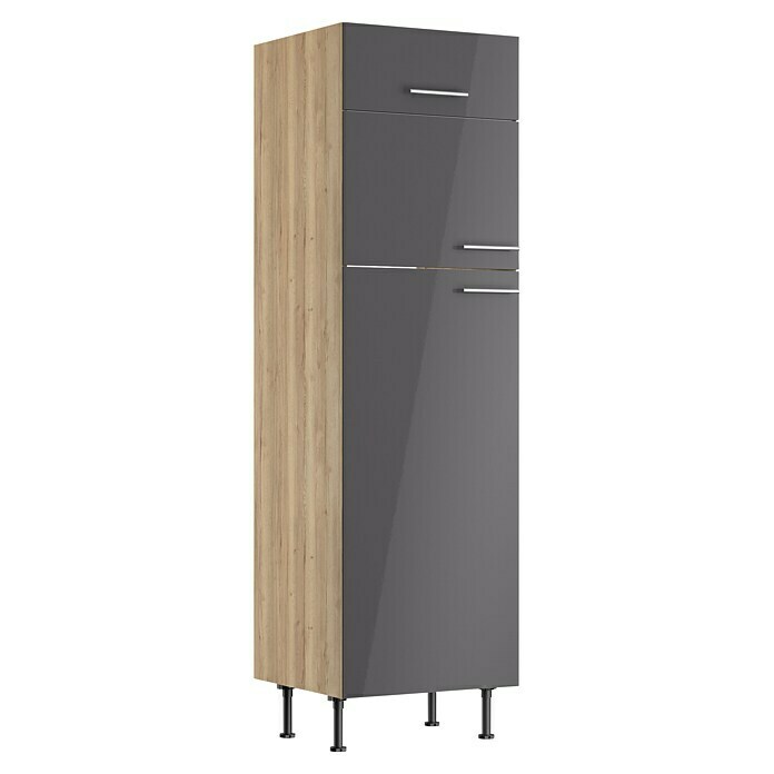 Optifit Hochschrank Jonte984 (L x B x H: 58,1 x 60 x 211,8 cm, Glanz Lack Anthrazit, Für integrierbare Kühl-Gefrierkombination) | BAUHAUS