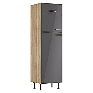 Optifit Hochschrank Jonte984 (L x B x H: 58,1 x 60 x 211,8 cm, Glanz Lack Anthrazit, Für integrierbare Kühl-Gefrierkombination)