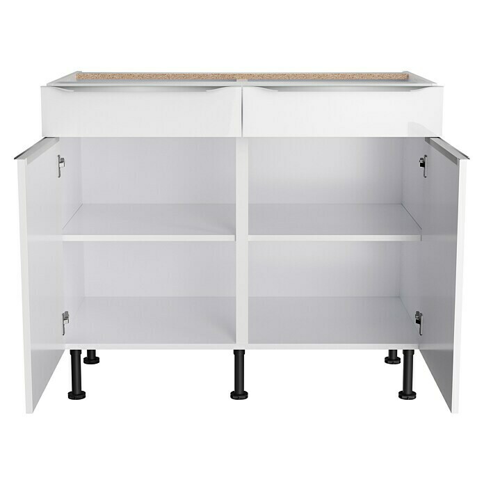 Optifit Unterschrank Optikomfort Arvid 986 (58,1 x 100 x 87 cm, Glanz Lack Weiß, Mit 2 Schubkästen) | BAUHAUS