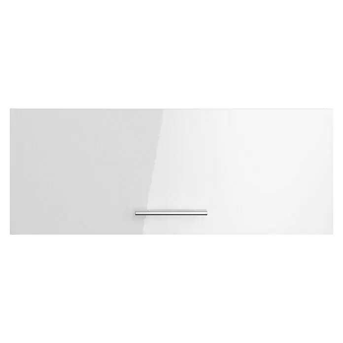 Optifit Hängeschrank Optikomfort Rurik986 - L x B x H: 34,6 x 90 x 35,2 cm, Glanz Lack Weiß - Weiße Hochglanz-Schranktür mit silbernem Griff.