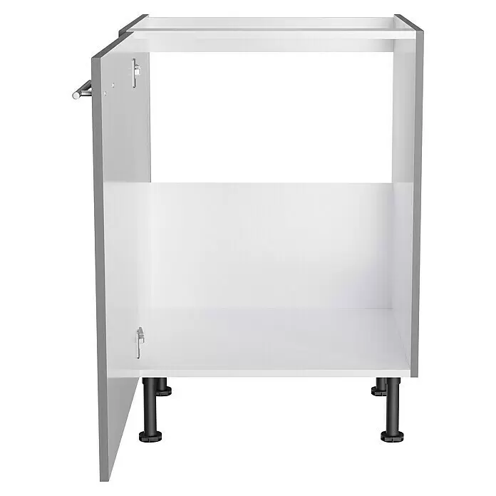 Optifit Spülenunterschrank Optikomfort Mats825 - B x T x H: 60 x 58,1 x 87 cm, Basaltgrau - Weißer Küchenunterschrank mit verstellbaren Füßen und seitlicher Handtuchstange.