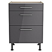 Optifit Unterschrank Jonte984 (L x B x H: 58,1 x 60 x 87 cm, Glanz Lack Anthrazit, Mit 3 Schubkästen) | BAUHAUS