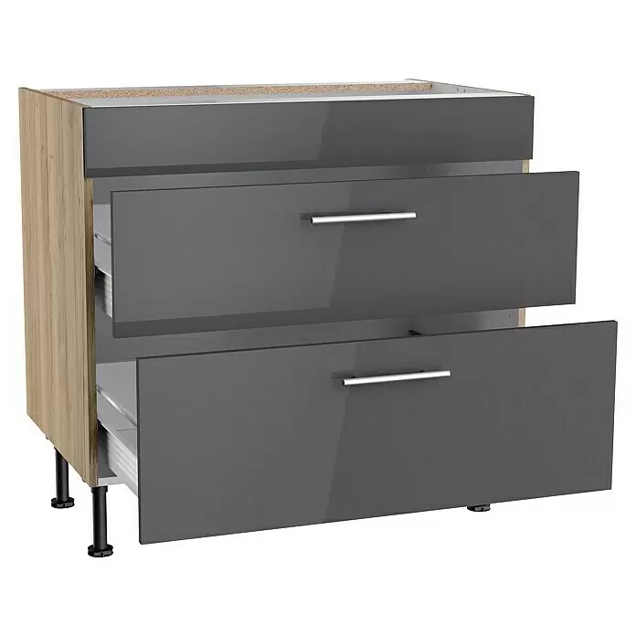 Optifit Unterschrank Jonte984L x B x H: 58,1 x 90 x 87 cm, Glanz Lack Anthrazit, Für Kochfeld