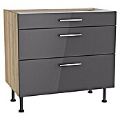 Optifit Unterschrank Jonte984 (L x B x H: 58,1 x 90 x 87 cm, Glanz Lack Anthrazit, Mit 3 Schubkästen) | BAUHAUS