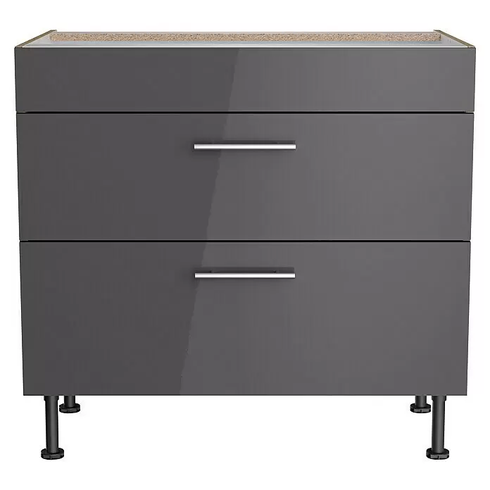 Optifit Unterschrank Jonte984L x B x H: 58,1 x 90 x 87 cm, Glanz Lack Anthrazit, Für Kochfeld