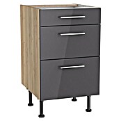 Optifit Unterschrank Jonte984 (L x B x H: 58,1 x 50 x 87 cm, Glanz Lack Anthrazit, Mit 3 Schubkästen) | BAUHAUS