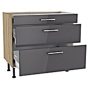 Optifit Unterschrank Jonte984 (L x B x H: 58,1 x 90 x 87 cm, Glanz Lack Anthrazit, Mit 3 Schubkästen) | BAUHAUS