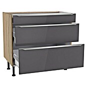 Optifit Unterschrank Optikomfort Linus984 (L x B x H: 58,1 x 90 x 87 cm, Glanz Lack Anthrazit, Mit 3 Schubkästen) | BAUHAUS