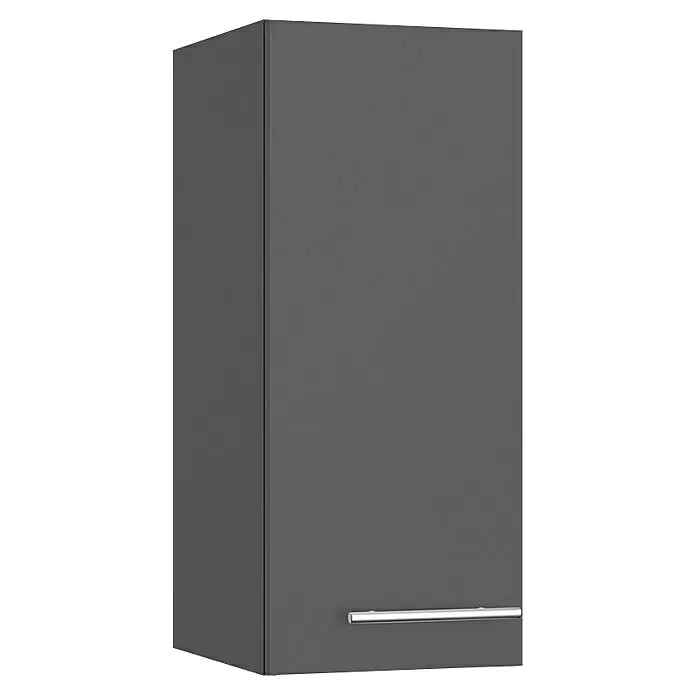 Optifit Hängeschrank Ingvar420 - L x B x H: 34,6 x 30 x 70,4 cm, Anthrazit matt - Dunkelgrauer, hoher Hängeschrank mit horizontalem silbernem Griff.
