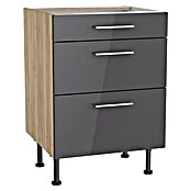 Optifit Unterschrank Jonte984 (L x B x H: 58,1 x 60 x 87 cm, Glanz Lack Anthrazit, Mit 3 Schubkästen) | BAUHAUS