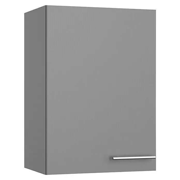 Optifit Oberschrank Optikomfort Mats825 - L x B x H: 34,6 x 50 x 70,4 cm, Basaltgrau - Grauer Hängeschrank mit matter Oberfläche und horizontalem Silbergriff.