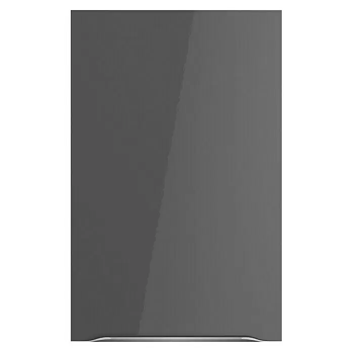Optifit Hängeschrank Optikomfort Linus984 - L x B x H: 34,6 x 45 x 70,4 cm, Glanz Lack Anthrazit - Dunkelgraue glänzende rechteckige Platte mit leichter Wölbung unten.