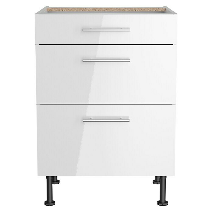 Optifit Unterschrank Optikomfort Rurik986 (L x B x H: 58,1 x 60 x 87 cm, Glanz Lack Weiß, Mit 3 Schubkästen) | BAUHAUS