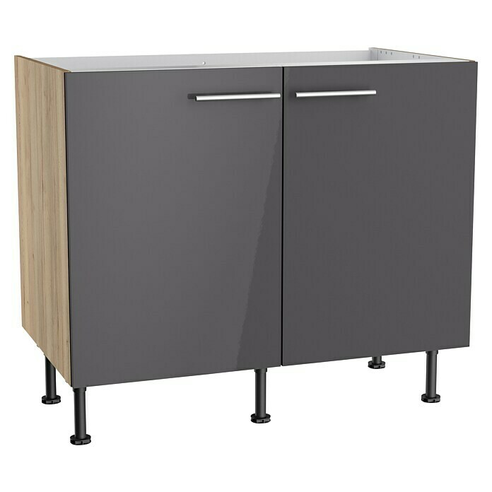 Optifit Spülenunterschrank Jonte984 (L x B x H: 58,1 x 100 x 87 cm, Glanz Lack Anthrazit) | BAUHAUS