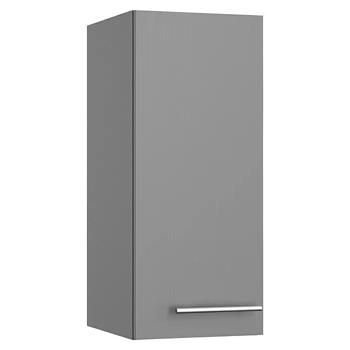 Optifit Oberschrank Optikomfort Mats825 - L x B x H: 34,6 x 30 x 70,4 cm, Basaltgrau - Grauer Hängeschrank mit einer Tür und einem horizontalen Metallgriff.