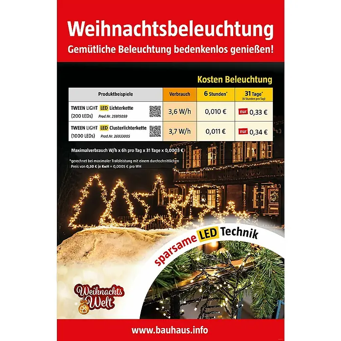 Konstsmide LED-Lichtervorhang Eisregen - Außen, Warmweiß, 80 Stk., Batteriebetrieben - Werbung für Weihnachtsbeleuchtung mit LED-Lichterketten und Clusterlichterketten, die sparsam und gemütlich sind.