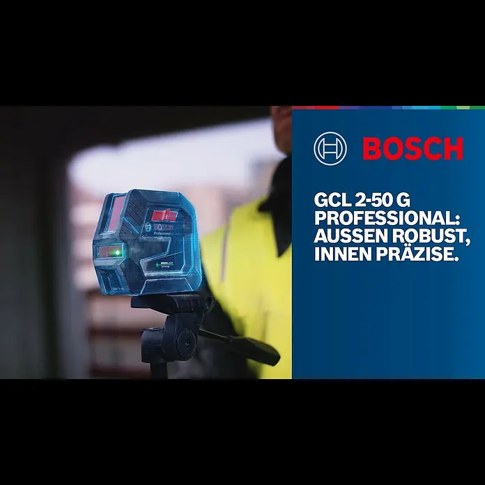Bosch Professional Kombilaser GCL 2-50 G mit Bosch Professional Stativ BT 150 - Arbeitsbereich: 50 m (mit Empfänger) - GCL 2-50 G Professional: Außen robust, innen präzise.