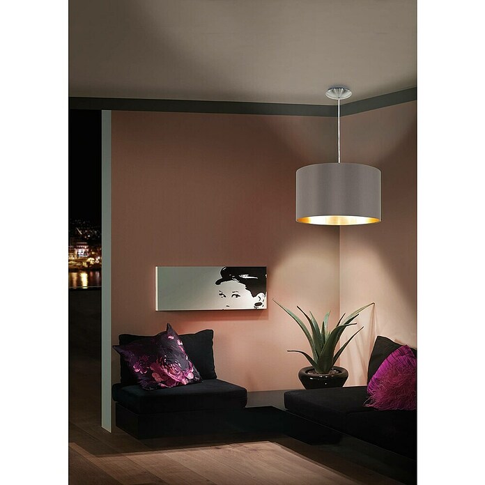 Eglo Maserlo Pendelleuchte rund (Cappuccino, Höhe: 110 cm, Max. Leistung: 60 W, E27, 1-flammig)