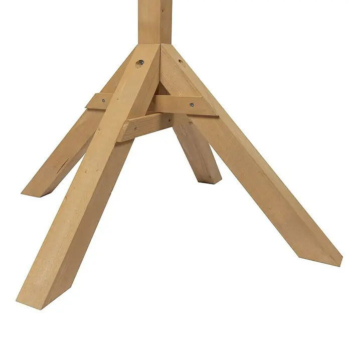 Windhager Vogelhausständer Vierbein - 124 cm, Natur - Detailansicht des Holzständerfußes mit stabilen, verschraubten Beinen, die für sicheren Halt sorgen.