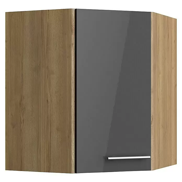 Optifit Eck-Hängeschrank Jonte984L x B x H: 34,6 x 60 x 70,4 cm, Glanz Lack Anthrazit