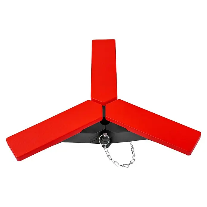 Bessey Deckenstütze STE-DS - Rot, Kunststoff - Ein rotes Radkralle mit einer silbernen Kette ist vor einem schwarzen Hintergrund platziert, um das Produkt hervorzuheben.
