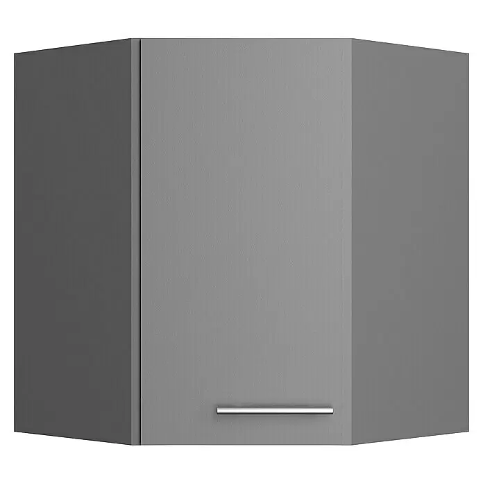 Optifit Eck-Hängeschrank Optikomfort Mats825 - L x B x H: 34,6 x 60 x 70,4 cm, Basaltgrau - Grauer Eckküchenschrank mit silbernem Metallgriff.
