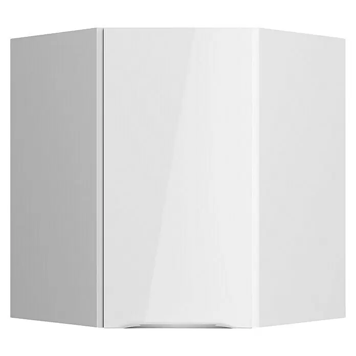 Optifit Eck-Hängeschrank Optikomfort Arvid 986 - 34,6 x 60 x 70,4 cm, Glanz Lack Weiß - Diagonale Ansicht