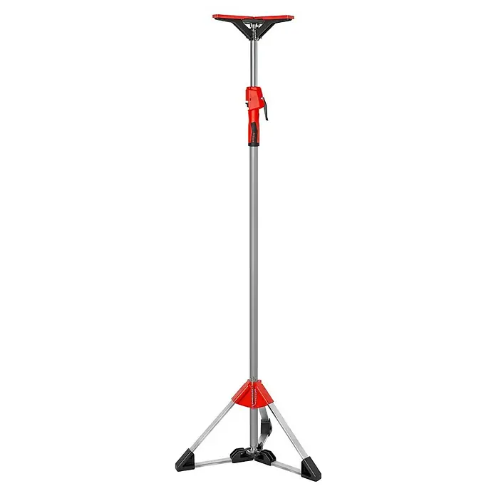Bessey Stativ STE-BS - Aluminium - Das Bild zeigt einen roten und silbernen BASSET Stützpfosten, der für sicheren Halt und Stabilität bei Bauprojekten sorgt.