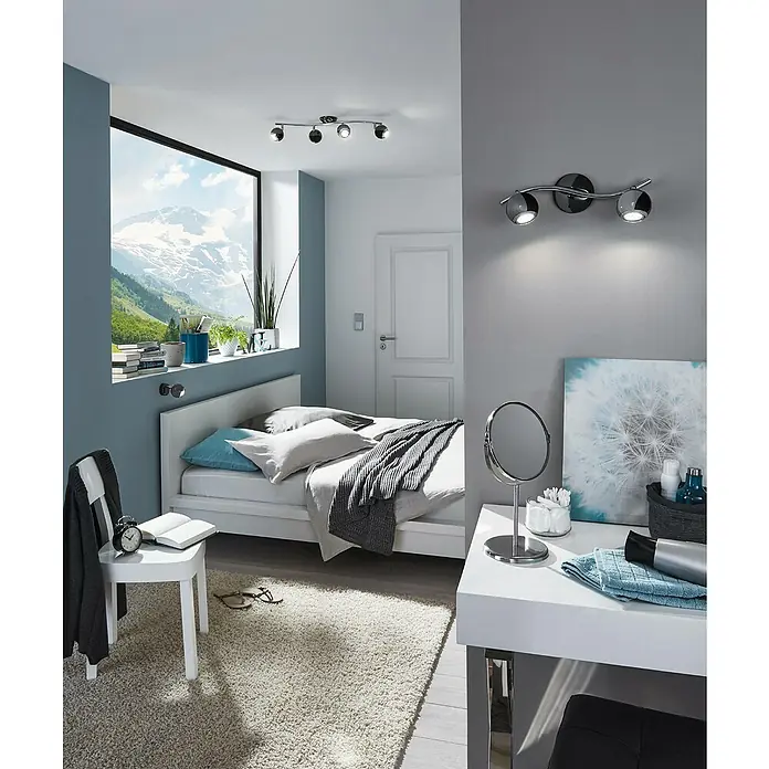 Eglo LED-Deckenstrahler BIMEDA - 6 W, Nickel-nero/Chrom, Warmweiß, 2 Stk. - Schlafzimmer mit modernen Decken- und Wandleuchten, die eine angenehme Atmosphäre schaffen.