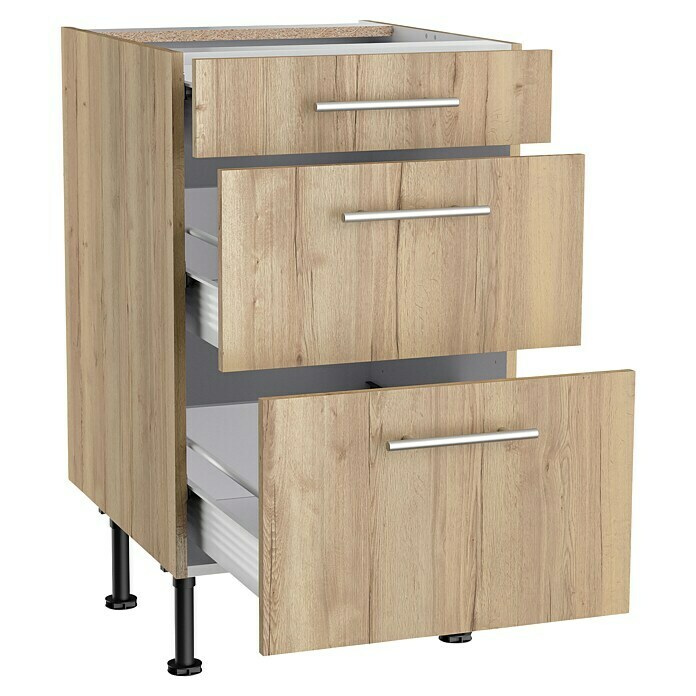 Optifit Unterschrank Erik290 (L x B x H: 58,1 x 50 x 87 cm, Nachbildung Wildeiche, Mit 3 Schubkästen) | BAUHAUS