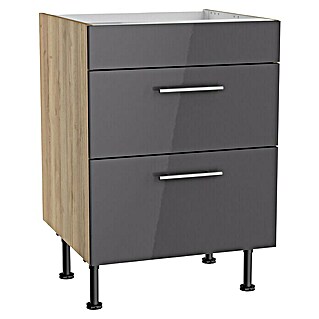 Optifit Unterschrank Jonte984 (L x B x H: 58,1 x 60 x 87 cm, Glanz Lack Anthrazit, Für Kochfeld)