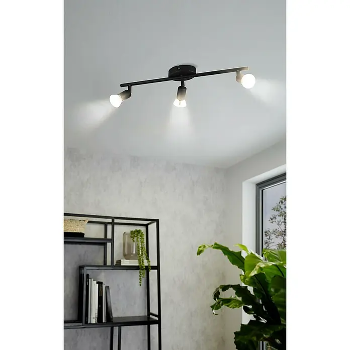 Eglo LED-Deckenstrahler BUZZ-LED - 9 W, Schwarz, 3 Stk. - Deckenleuchte mit drei Strahlern, die ein helles, warmes Licht in den Raum wirft und eine angenehme Atmosphäre schafft.