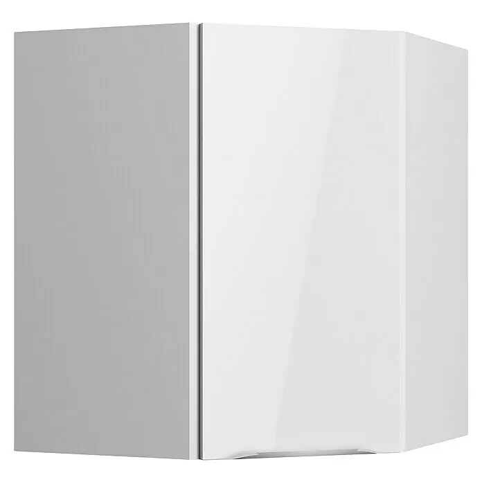 Optifit Eck-Hängeschrank Optikomfort Arvid 986 - 34,6 x 60 x 70,4 cm, Glanz Lack Weiß - Diagonale Ansicht