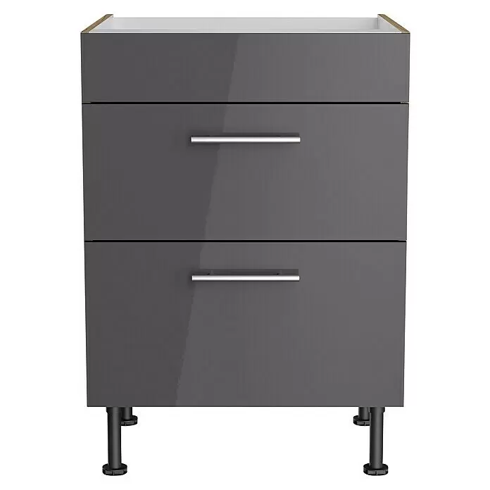 Optifit Unterschrank Jonte984L x B x H: 58,1 x 60 x 87 cm, Glanz Lack Anthrazit, Für Kochfeld