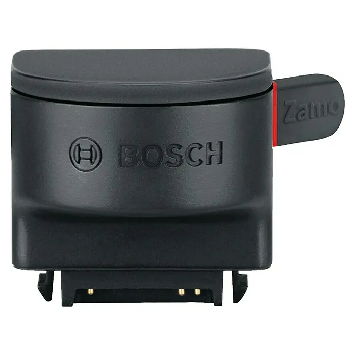 Bosch Bandmaß-Adapter Zamo - Passend für: Laser-Entfernungsmesser ZAMO IV - Nahaufnahme des Bosch Zamo Adapter. Präzises Zubehör für den Bosch Zamo, ermöglicht vielseitige Anwendungen und einfache Befestigung.