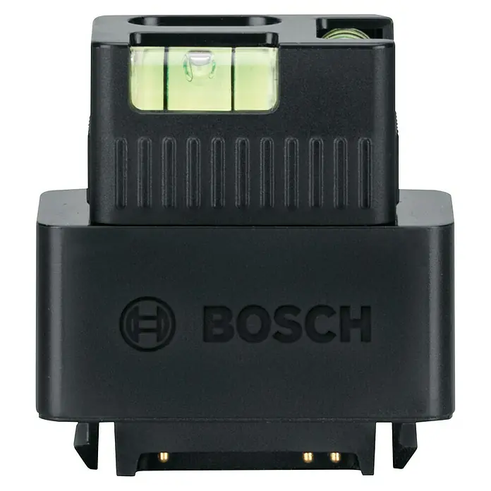 Bosch Linien-Adapter Zamo - Passend für: Laser-Entfernungsmesser ZAMO IV - Nahaufnahme eines Bosch-Wasserwaagenaufsatzes, der für präzise Messungen und Ausrichtung in Bauprojekten entwickelt wurde.